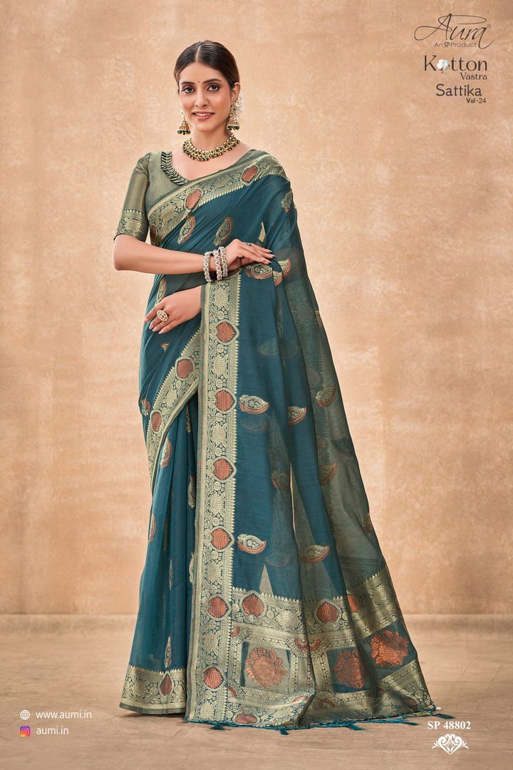 Sattika V 24 By Aura Kotton Vastra Party Wear Sarees Catalog